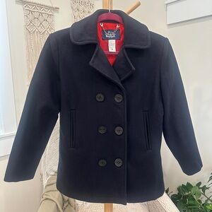 Woolrich Navy Wool Pea Coat Women’s 6 Made in USA